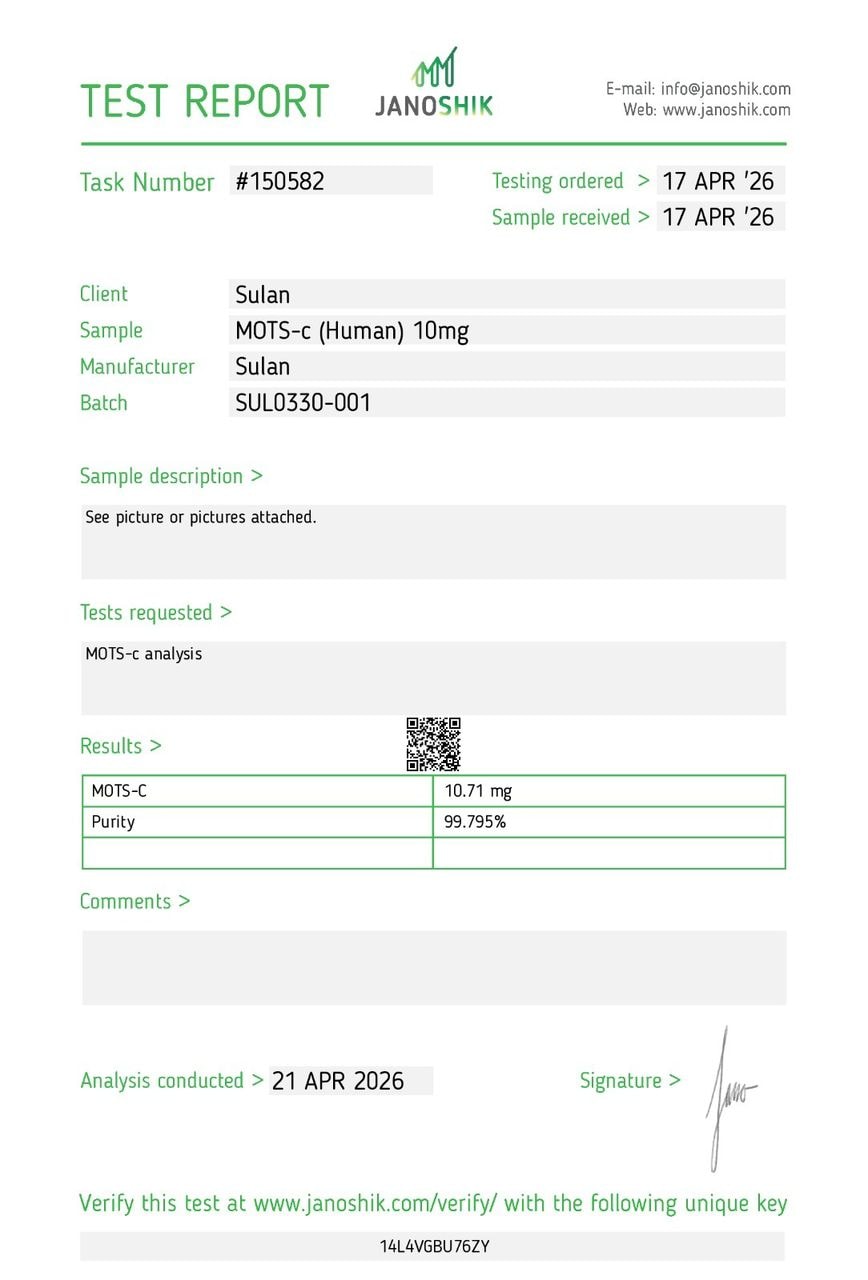 MOTS-c COA – Task #150582